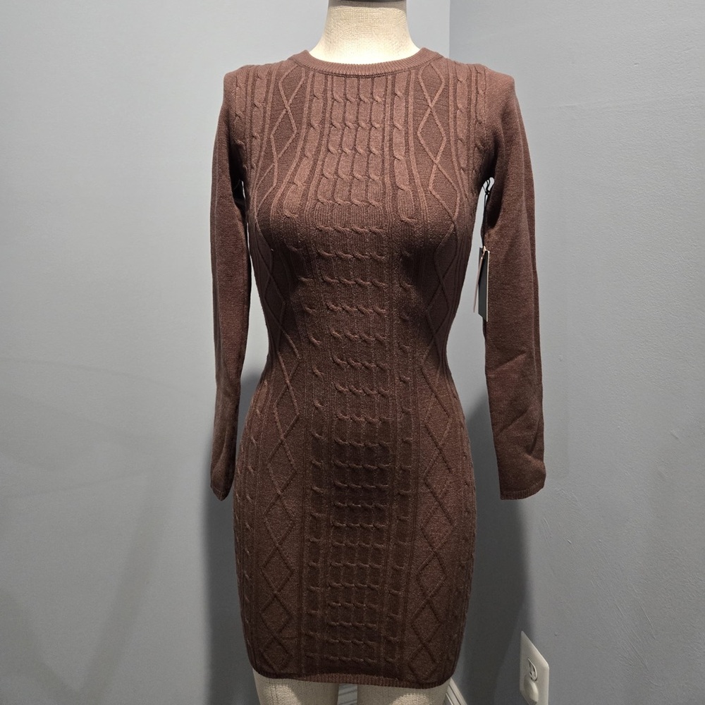 Elegant Brown Knit Dress